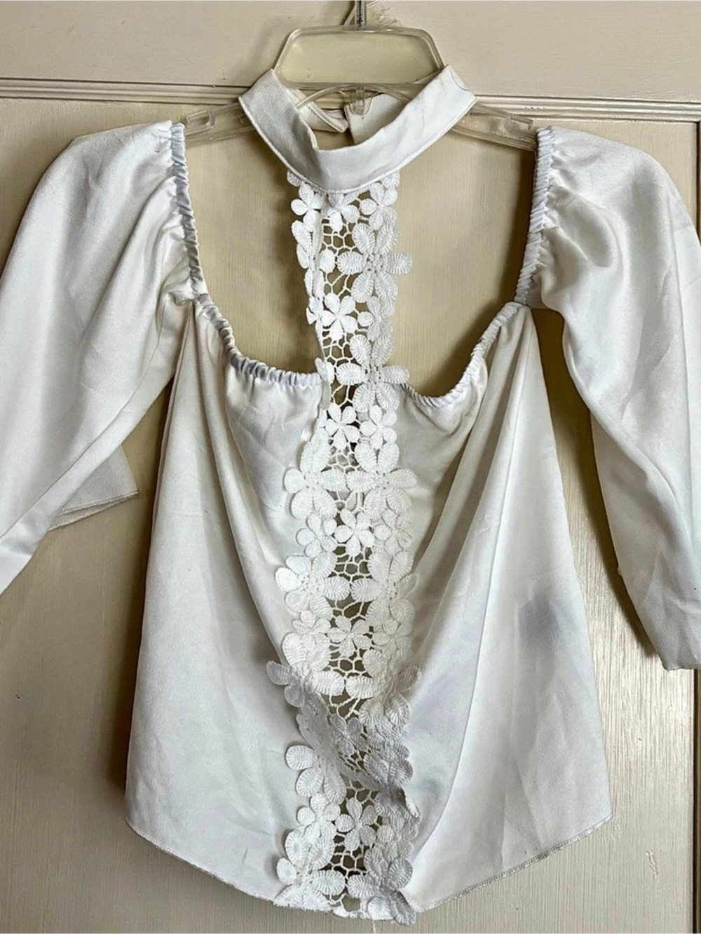 SHEIN White Lace Front Blouse Size XS